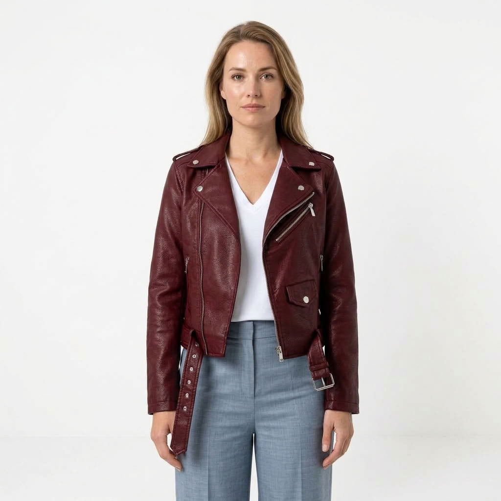 Danique | Dames bikerjack met riemdetail