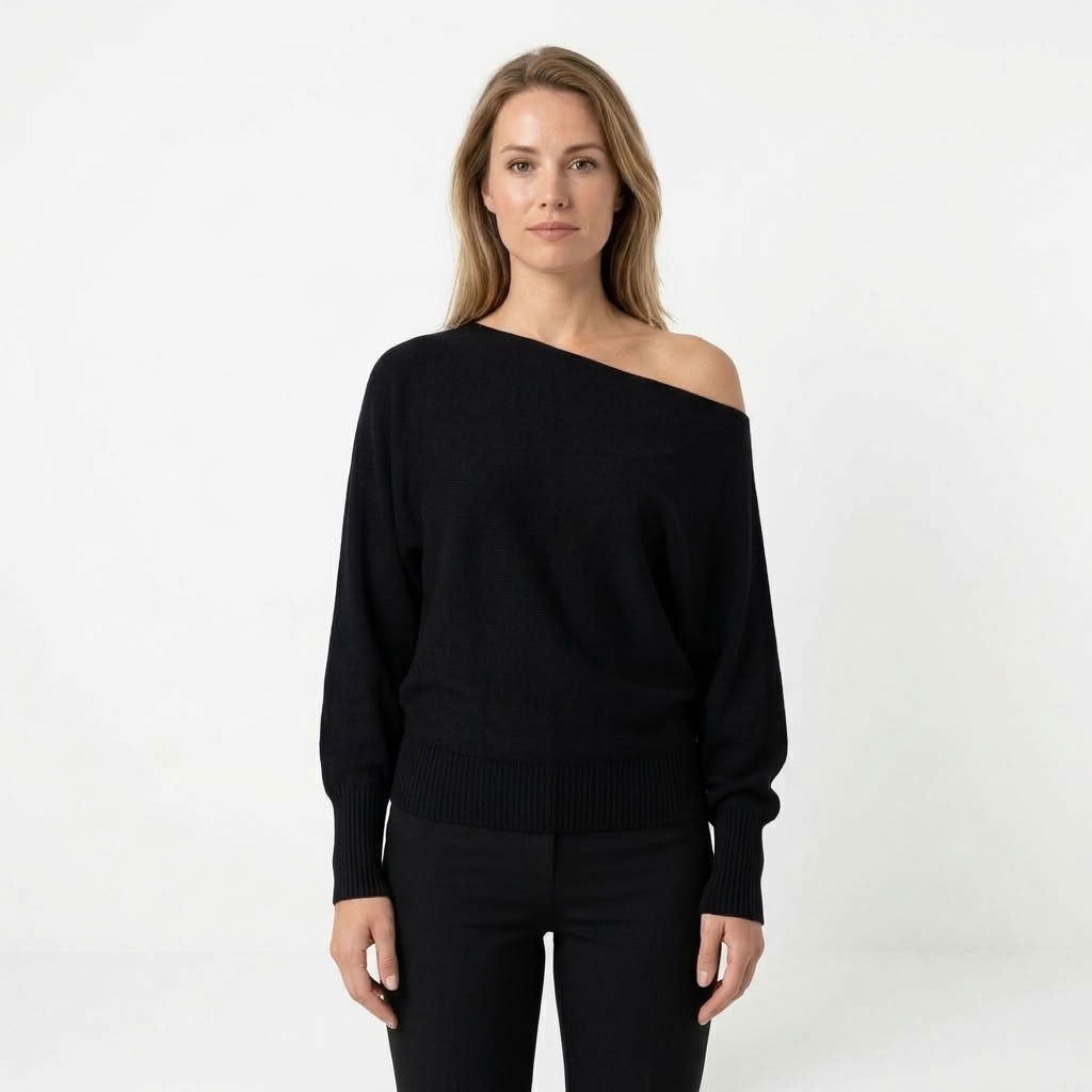 Dames Off Shoulder Trui Met Asymmetrische Zoom