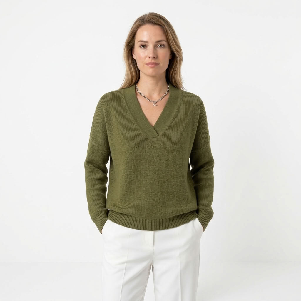 Livia | Dames gebreide trui met V-hals