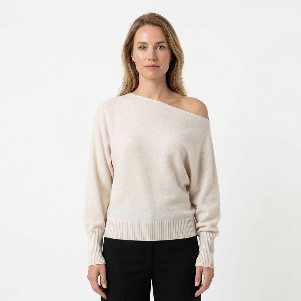 Dames Off Shoulder Trui Met Asymmetrische Zoom