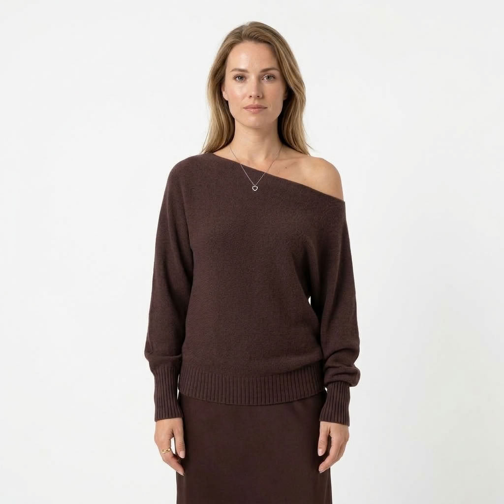 Dames Off Shoulder Trui Met Asymmetrische Zoom
