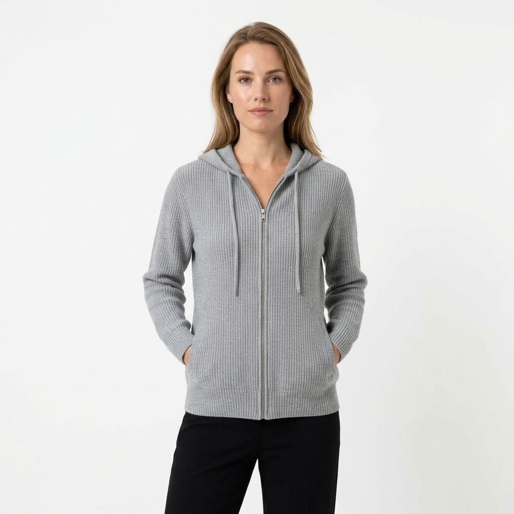 Nora | Dames gebreid vest met capuchon
