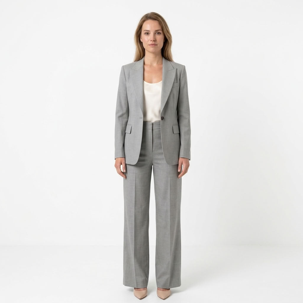 Dames Tweedelige Set Met Blazer En Wijde Pantalon