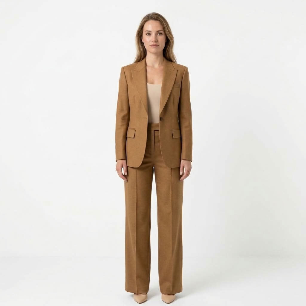 Dames Tweedelige Set Met Blazer En Wijde Pantalon