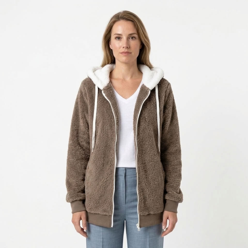 Fenna | Dames fleece vest met capuchon