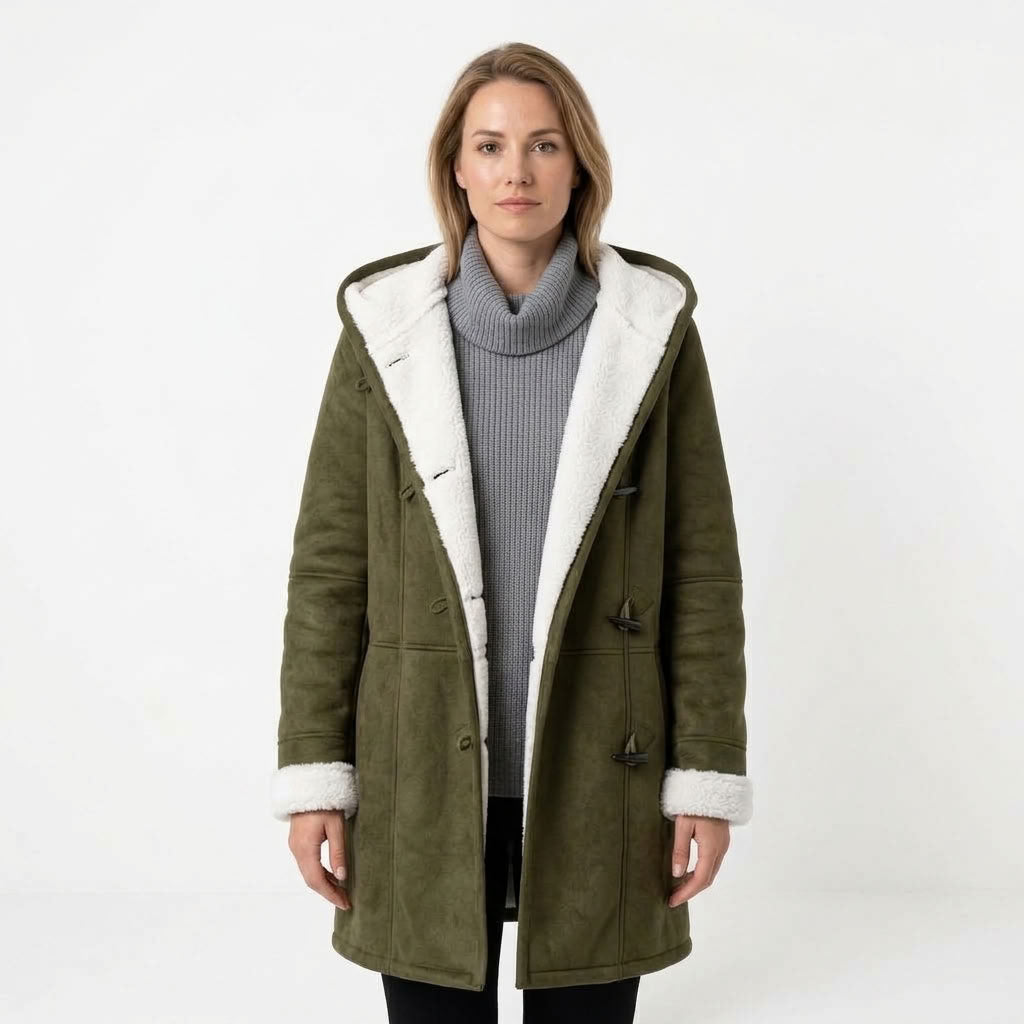 Jinthe | Dames lange winterjas met teddyvoering
