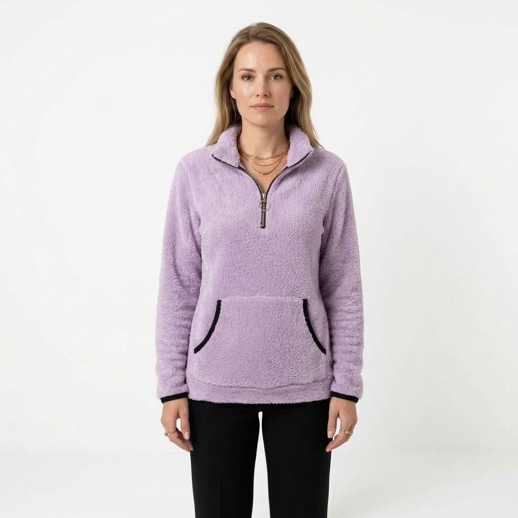 Elise | Zachte fleece trui met halve rits