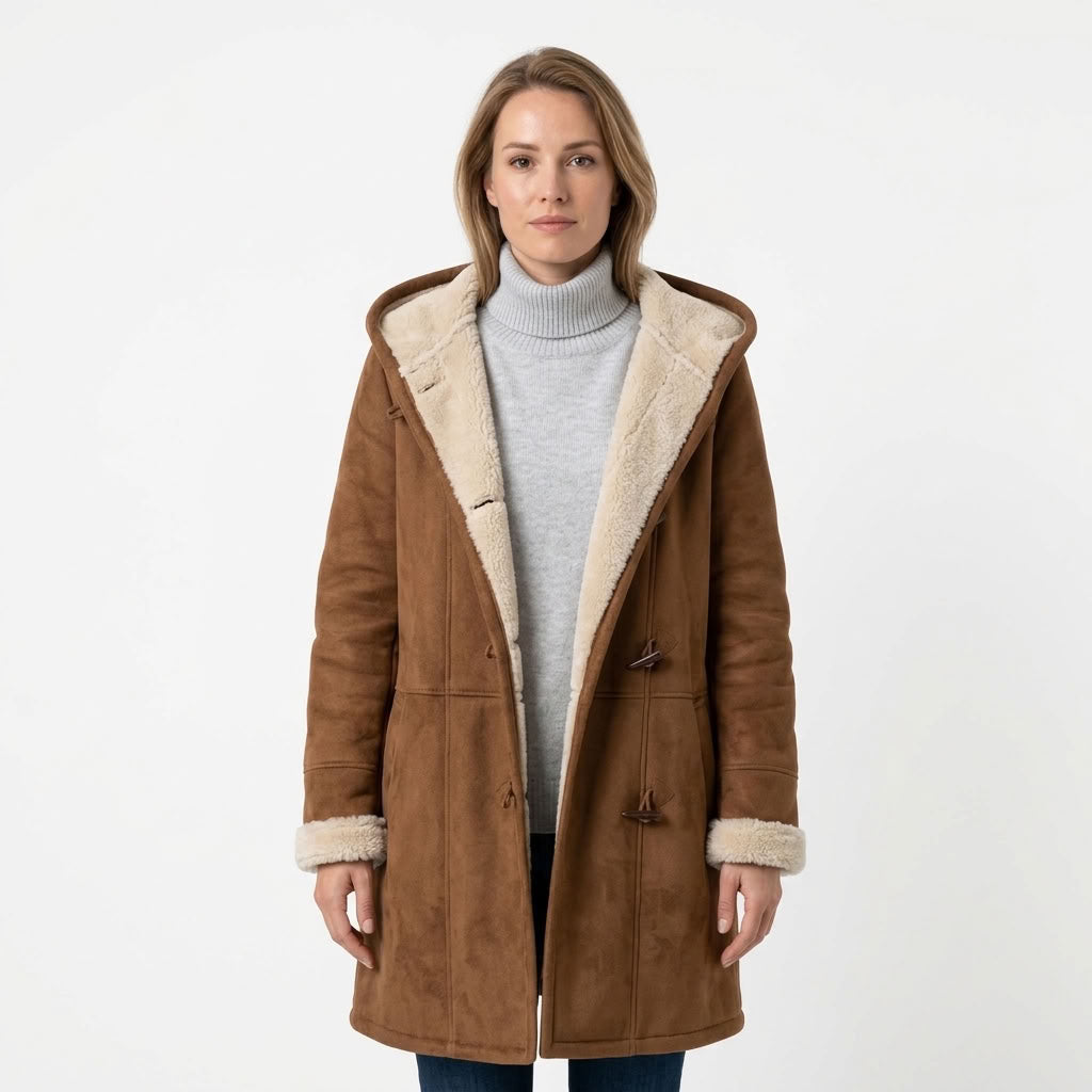 Jinthe | Dames lange winterjas met teddyvoering