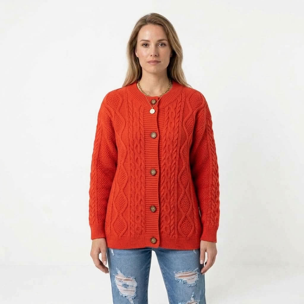 Sophie | Kabelgebreid vest met knopen