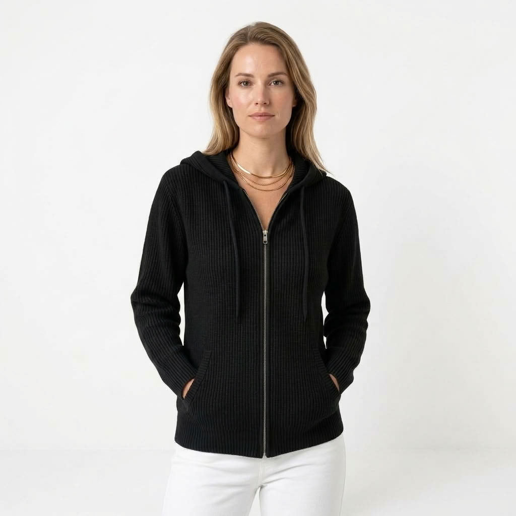 Nora | Dames gebreid vest met capuchon