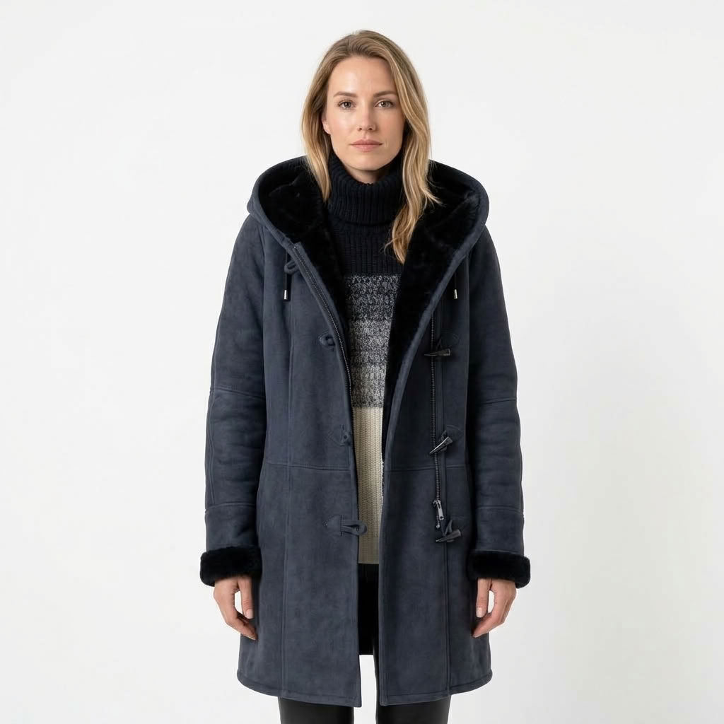Jinthe | Dames lange winterjas met teddyvoering