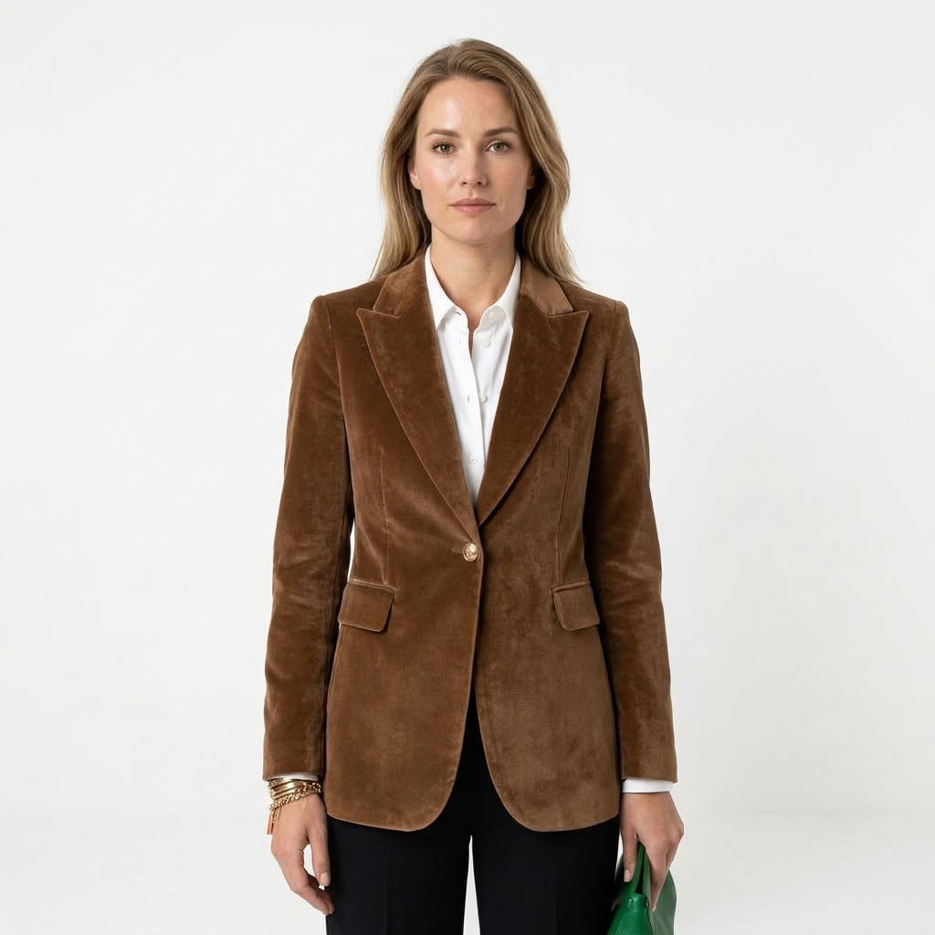 Renske | Dames fluwelen blazer met elegante revers