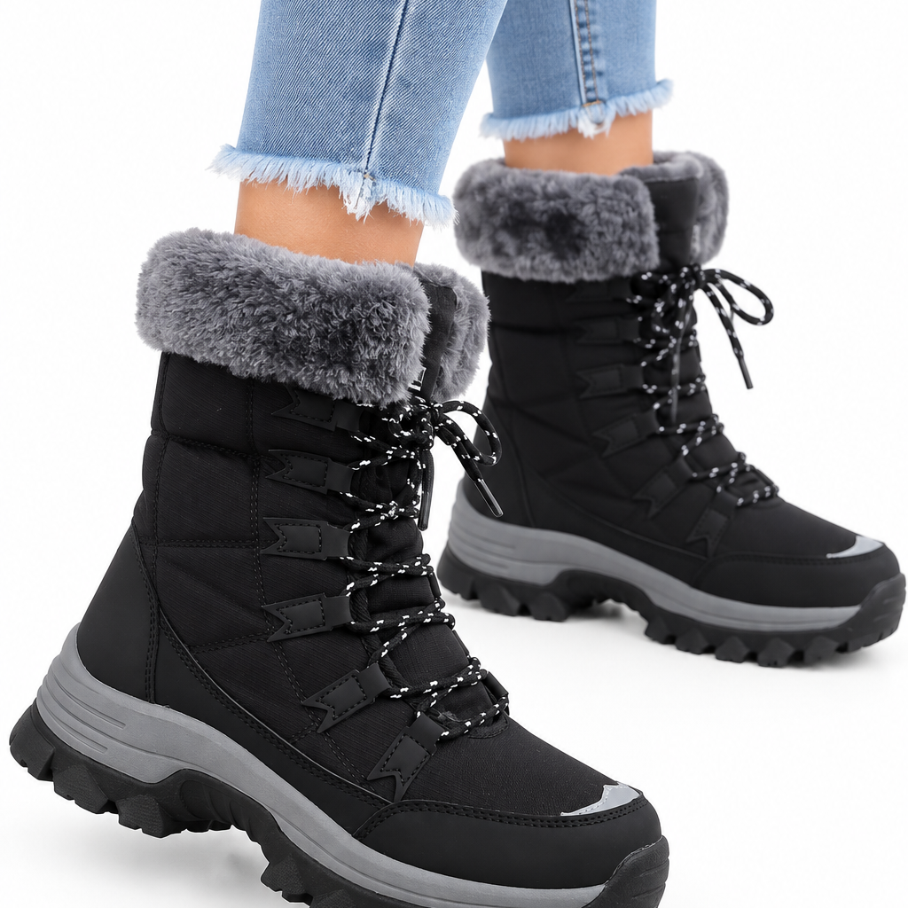 Danique | Dames gevoerde winterlaarzen met veters