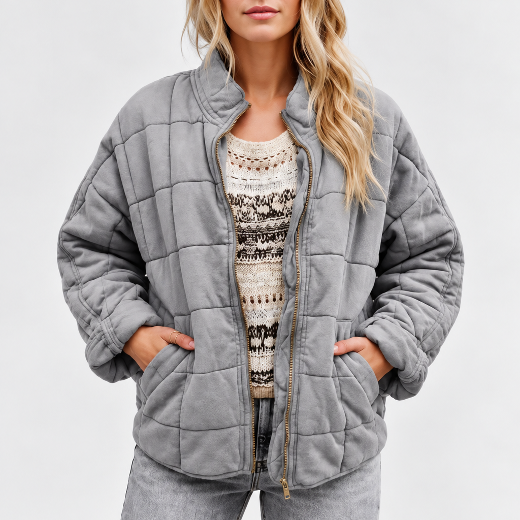 Jolinde | Dames gewatteerde jas met doorgestikt design