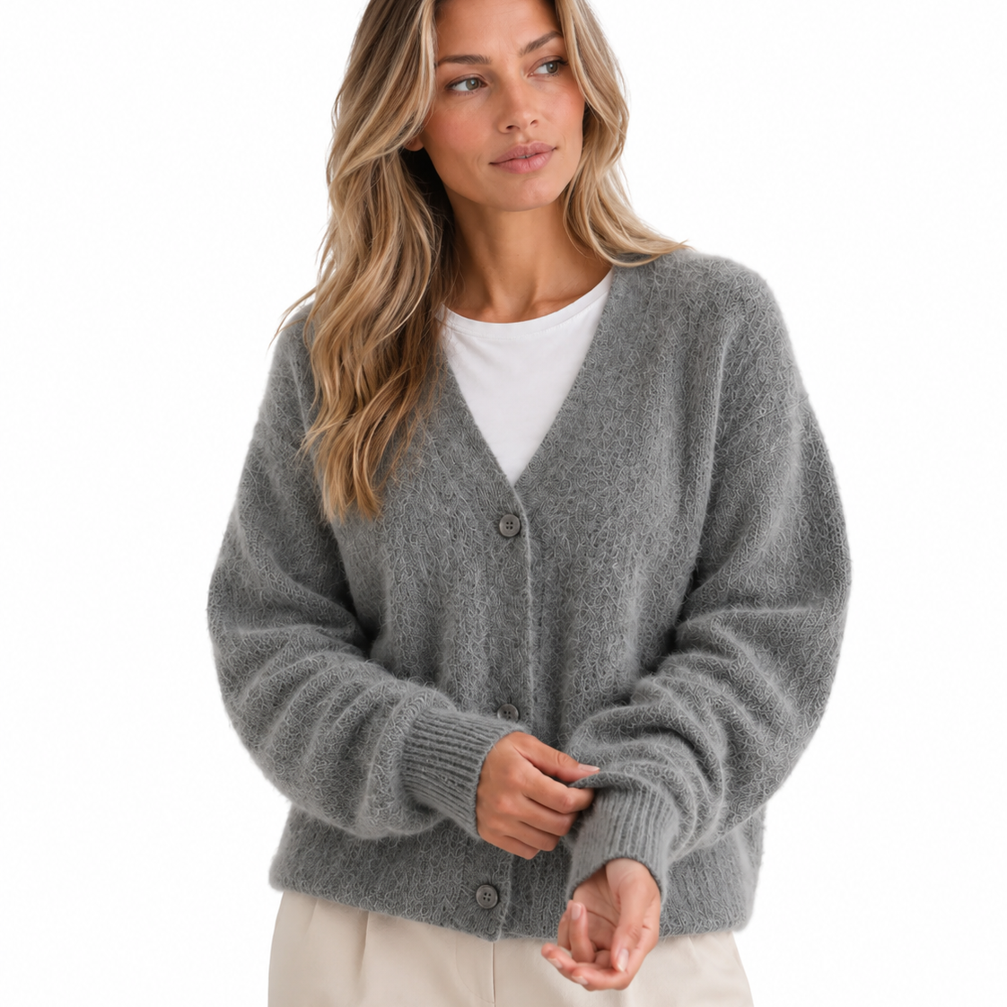 Ninthe | Dames zacht gebreid vest met V-hals