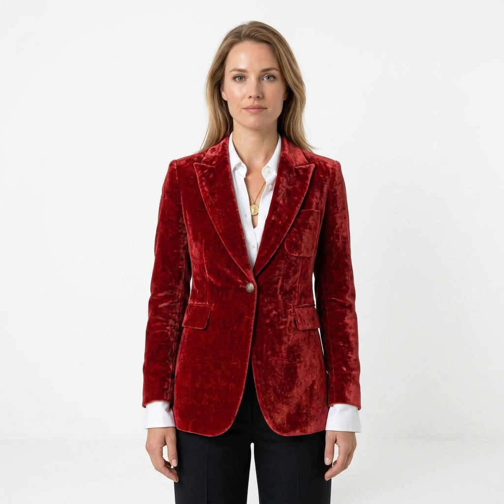 Renske | Dames fluwelen blazer met elegante revers