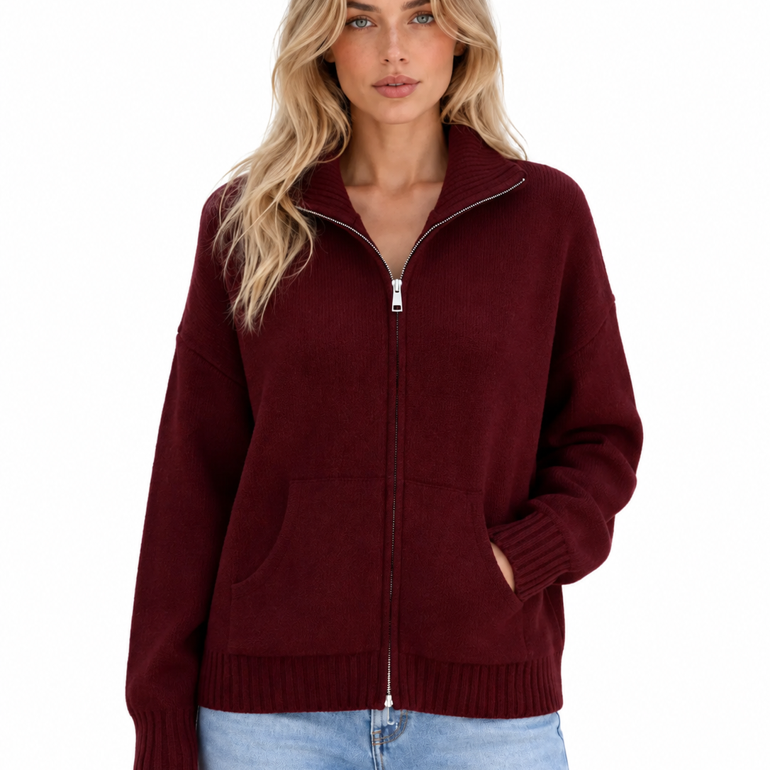 Yfke | Dames gebreid vest met ritssluiting