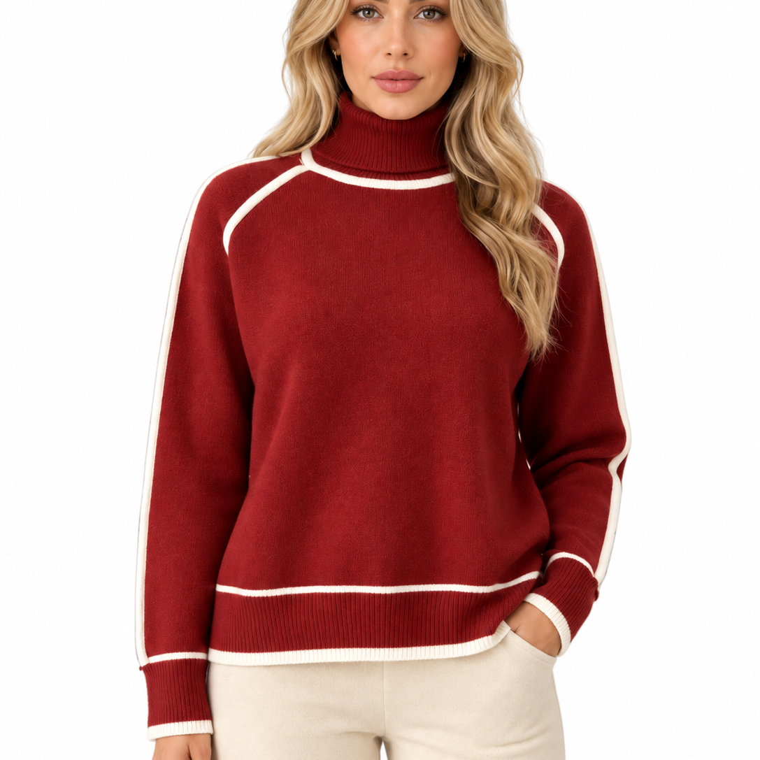 Maud | Dames gebreide coltrui met contrastdetails