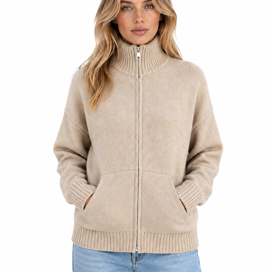 Yfke | Dames gebreid vest met ritssluiting