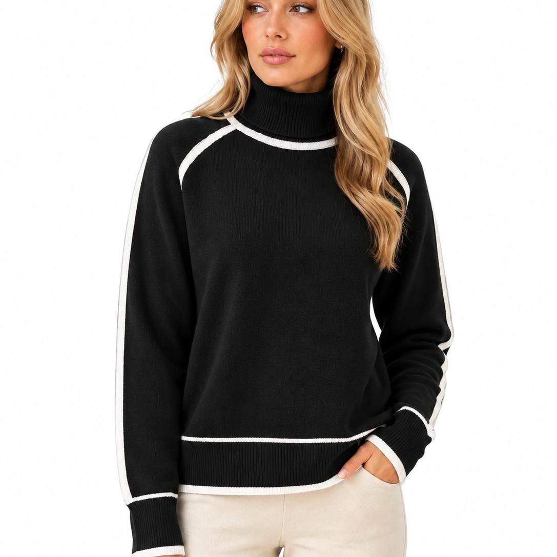 Maud | Dames gebreide coltrui met contrastdetails