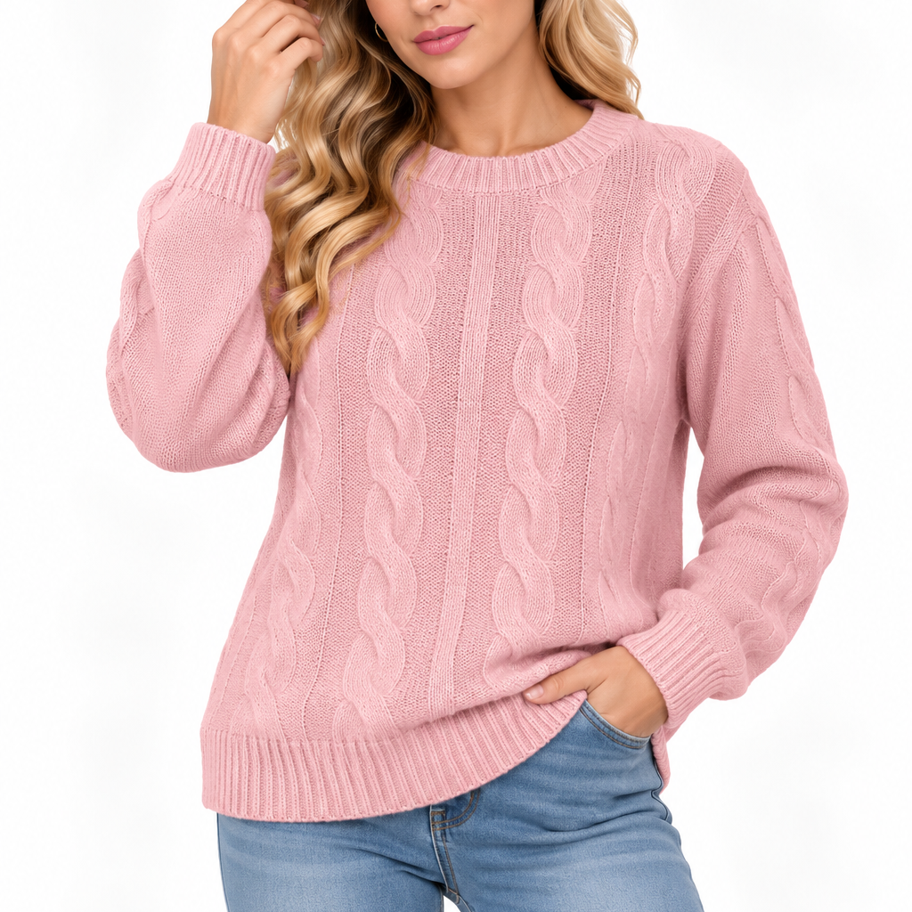 Fleur | Dames kabeltrui met ronde hals