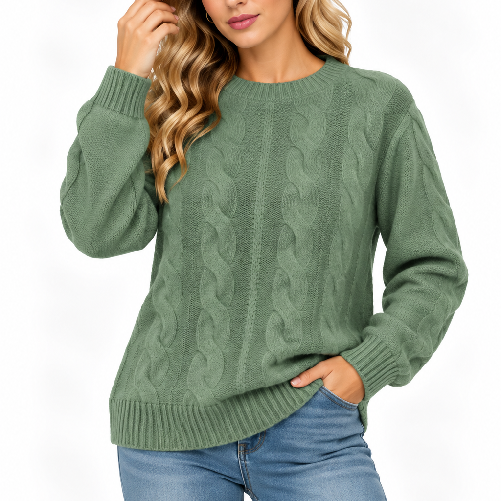 Fleur | Dames kabeltrui met ronde hals