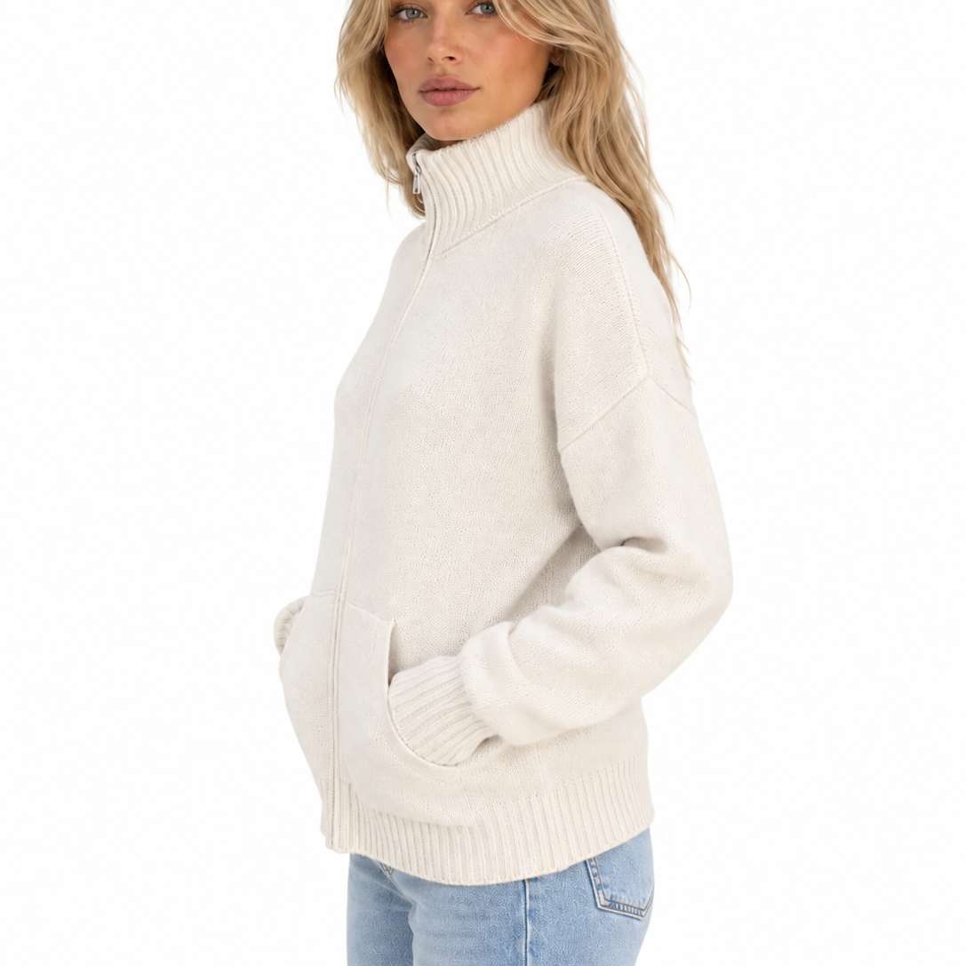 Yfke | Dames gebreid vest met ritssluiting