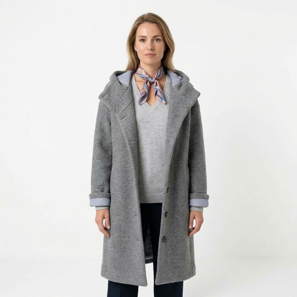 Aveline | Dames lange jas met capuchon