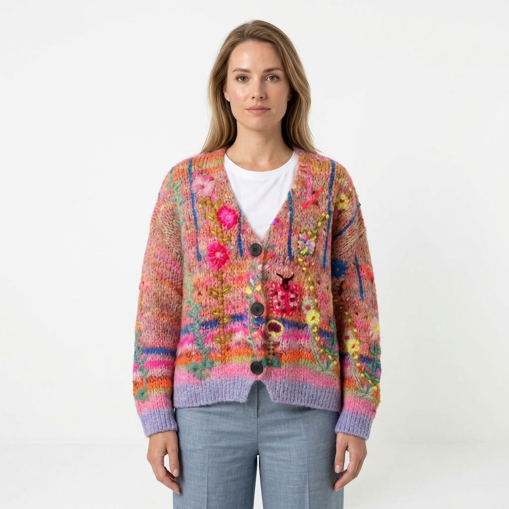 Dames Kardigan Met Bloemenprint En Losse Pasvorm