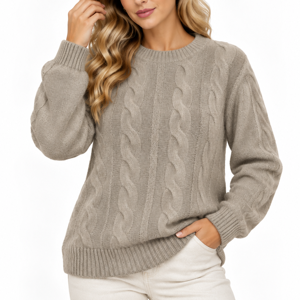 Fleur | Dames kabeltrui met ronde hals