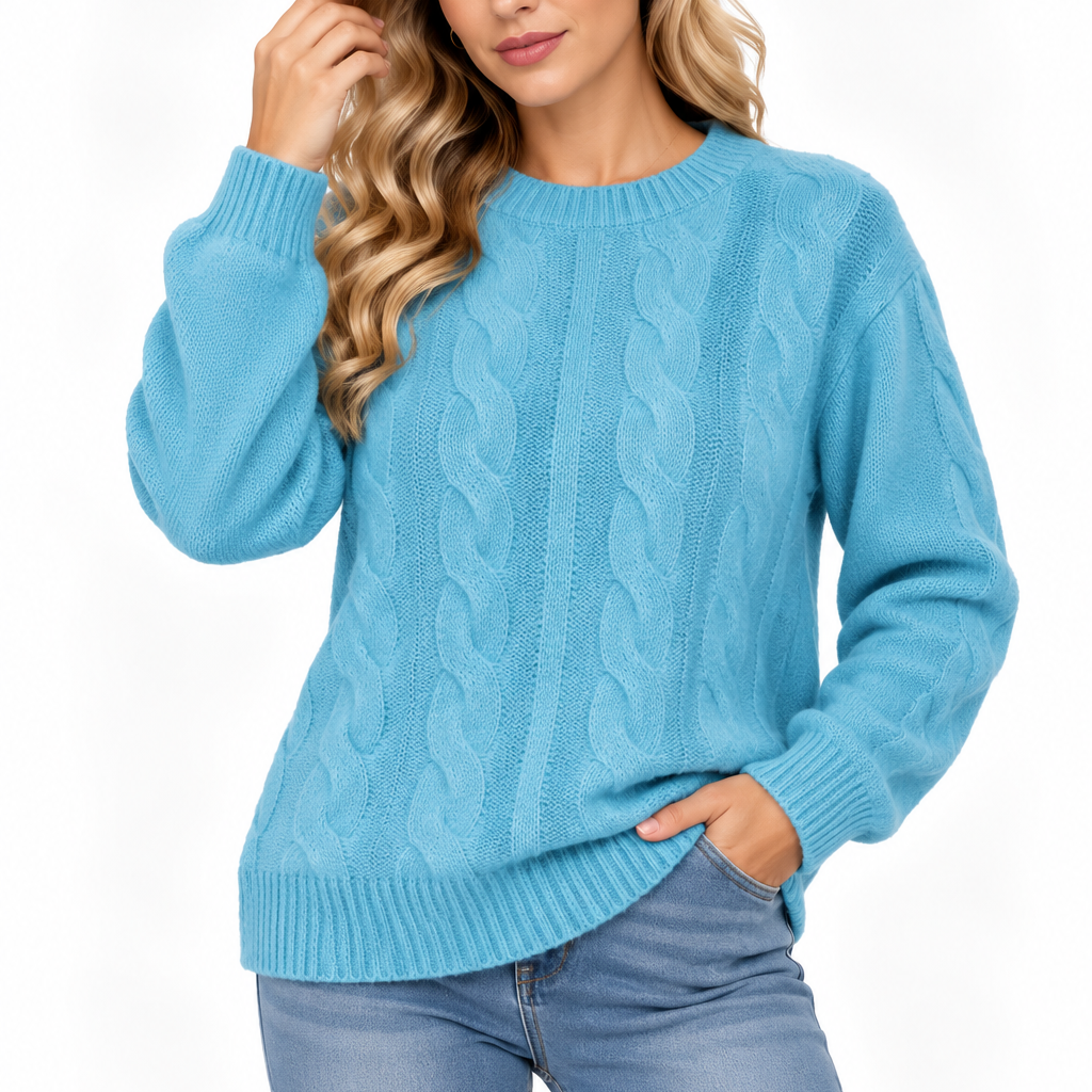 Fleur | Dames kabeltrui met ronde hals