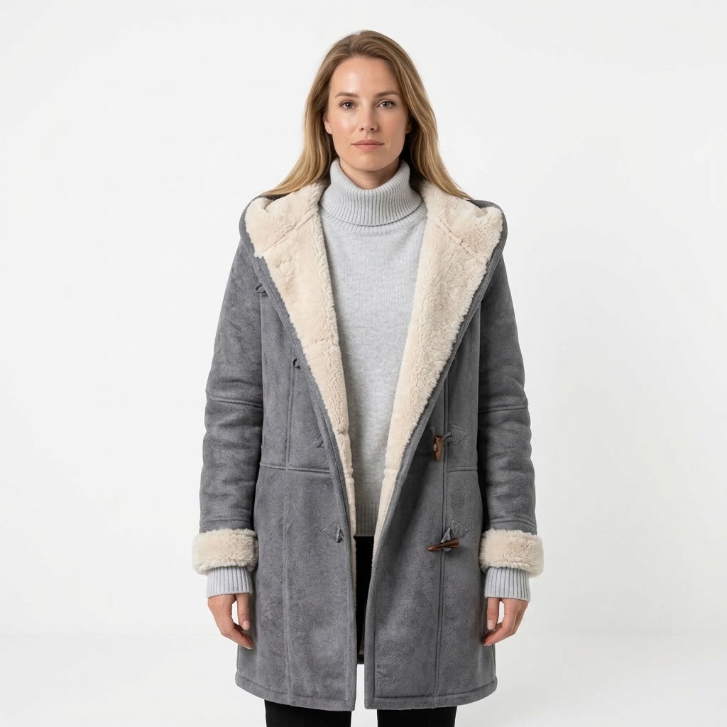 Jinthe | Dames lange winterjas met teddyvoering