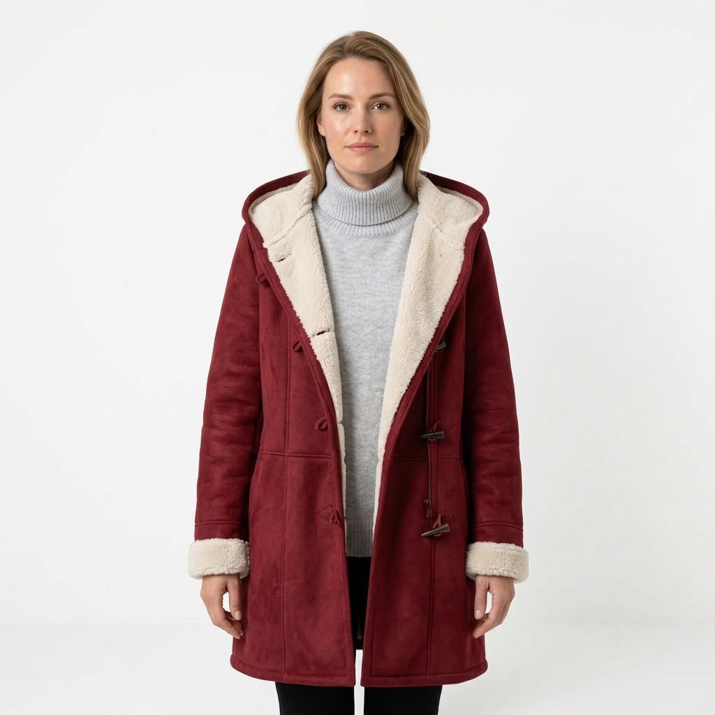 Jinthe | Dames lange winterjas met teddyvoering