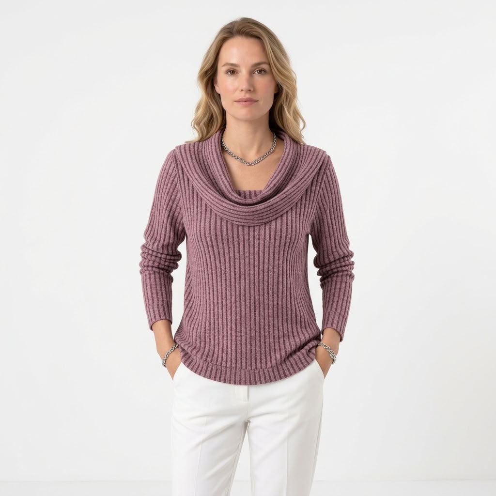 Amélie | Geribde trui met elegante hals
