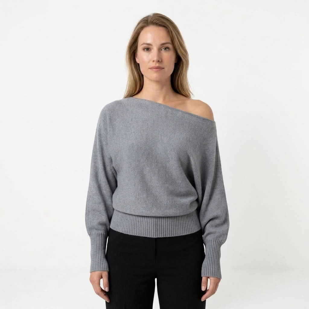Dames Off Shoulder Trui Met Asymmetrische Zoom