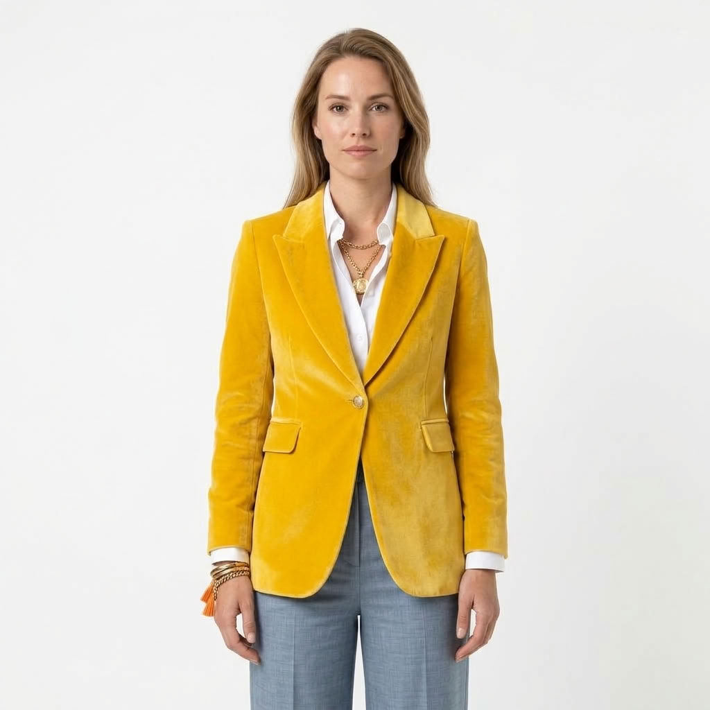 Renske | Dames fluwelen blazer met elegante revers