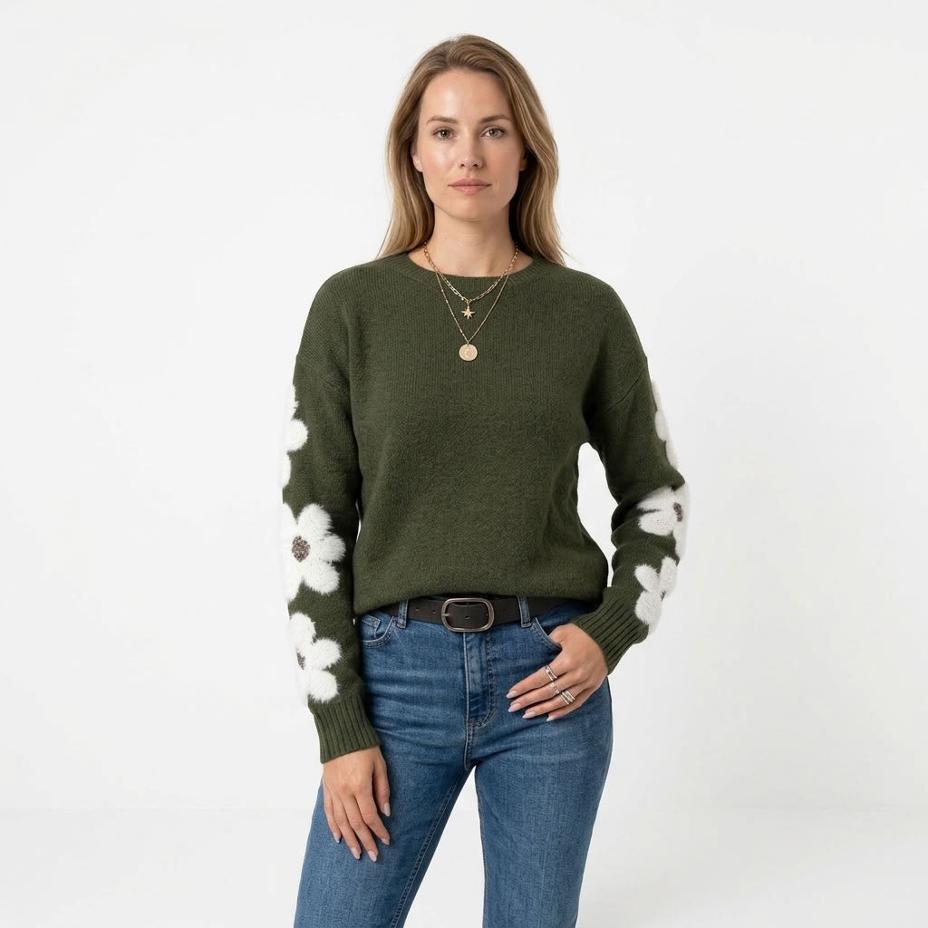 Elena | Gebreide trui met bloemen