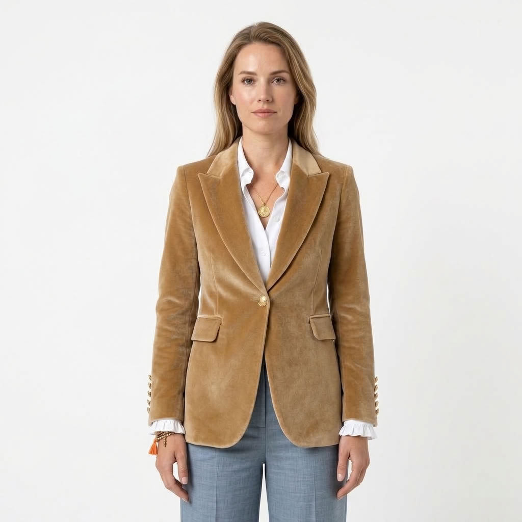 Renske | Dames fluwelen blazer met elegante revers