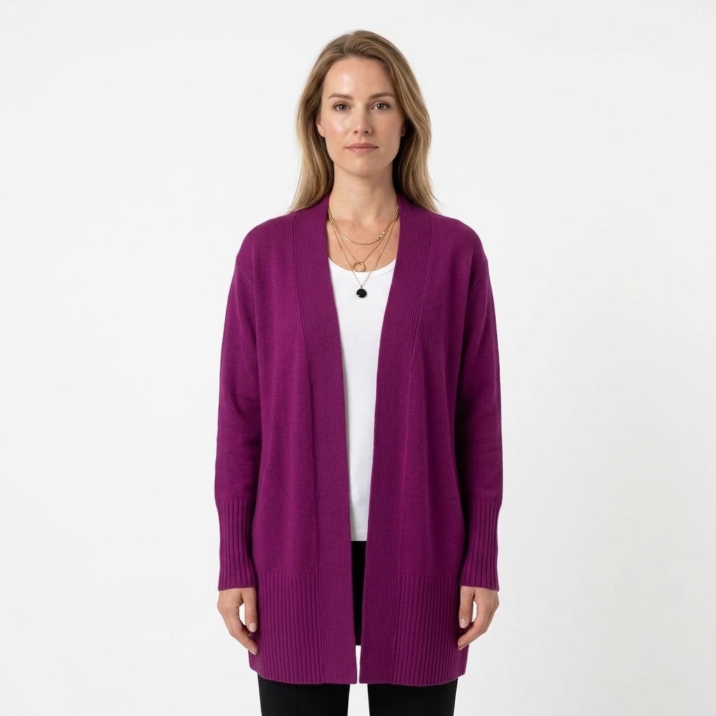 Dames Lange Cardigan Met Zakken En Open Front