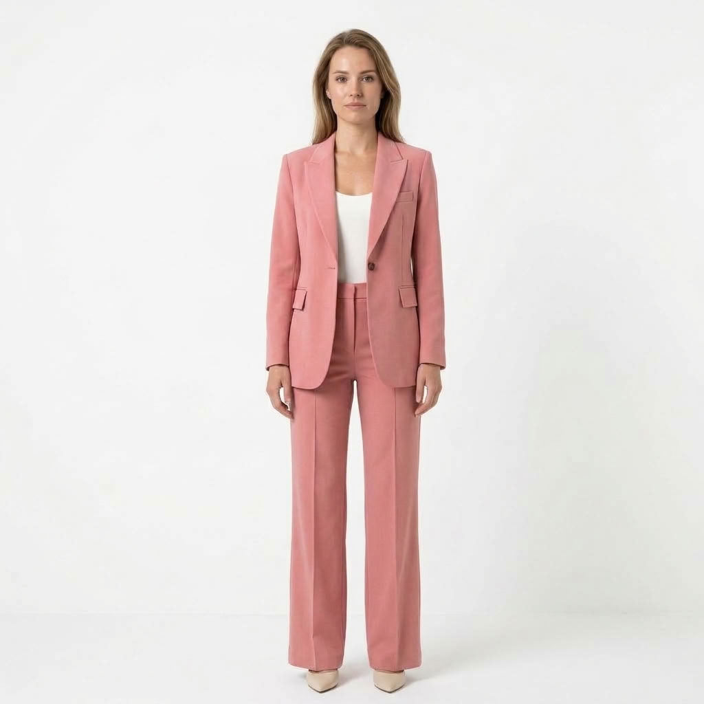 Dames Tweedelige Set Met Blazer En Wijde Pantalon