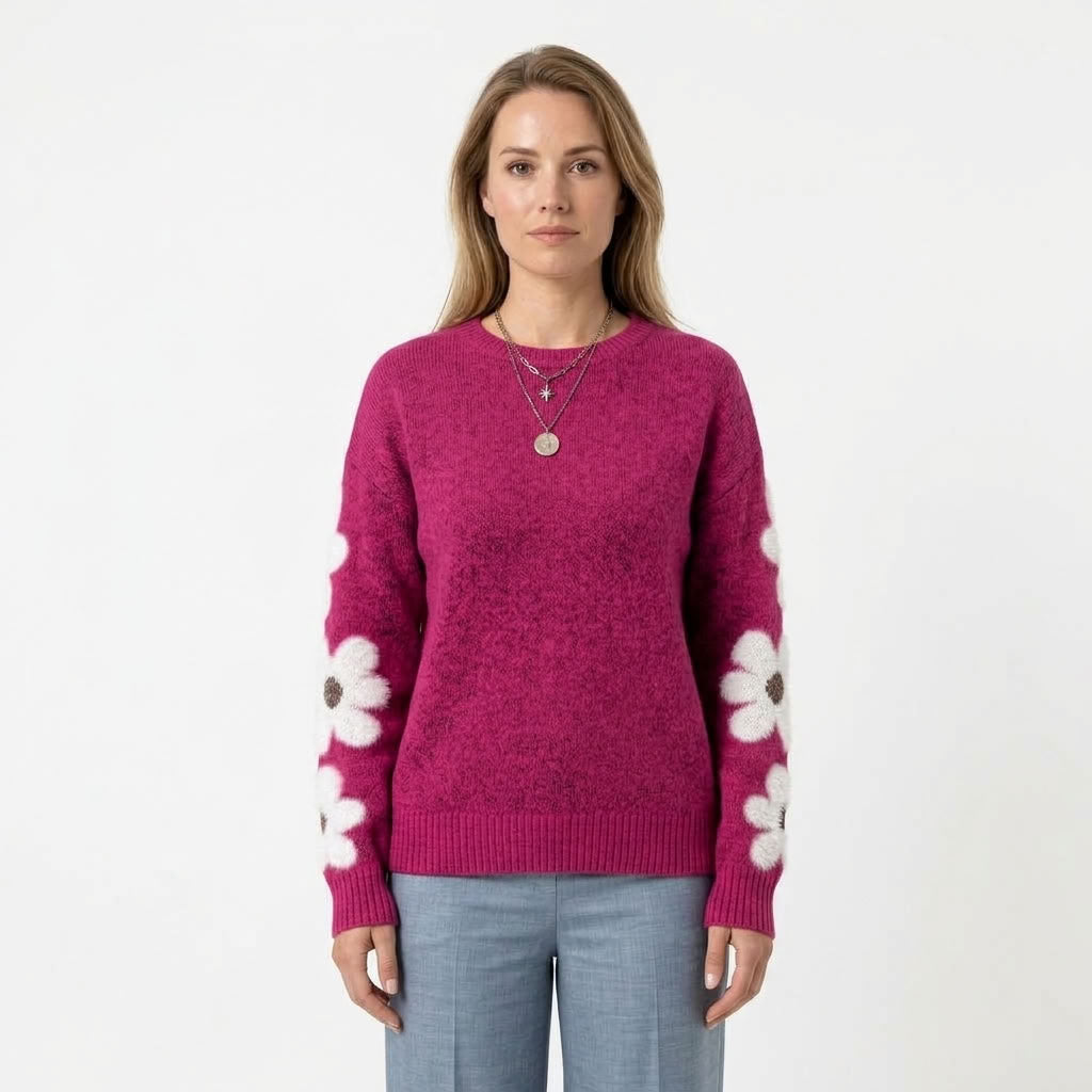 Elena | Gebreide trui met bloemen