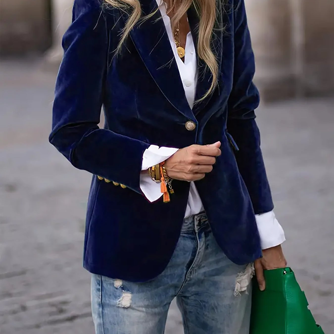 Dames Fluwelen Blazer met Elegante Pasvorm – Tijdloos & Verfijnd – Maelis