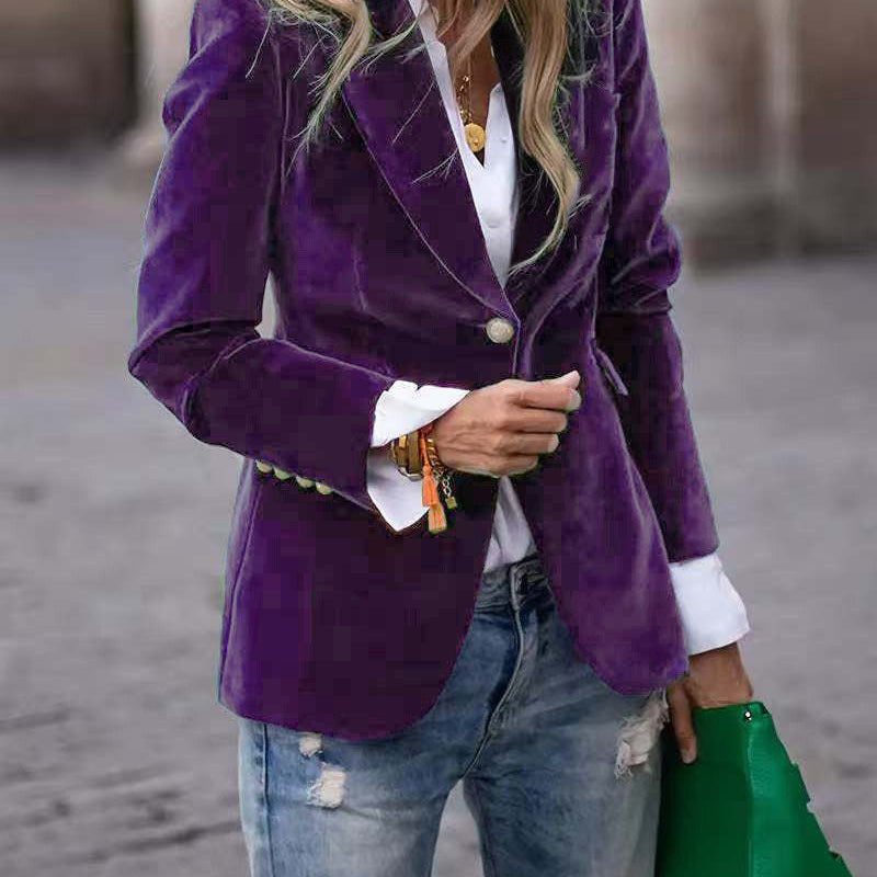Dames Fluwelen Blazer met Elegante Pasvorm – Tijdloos & Verfijnd – Maelis