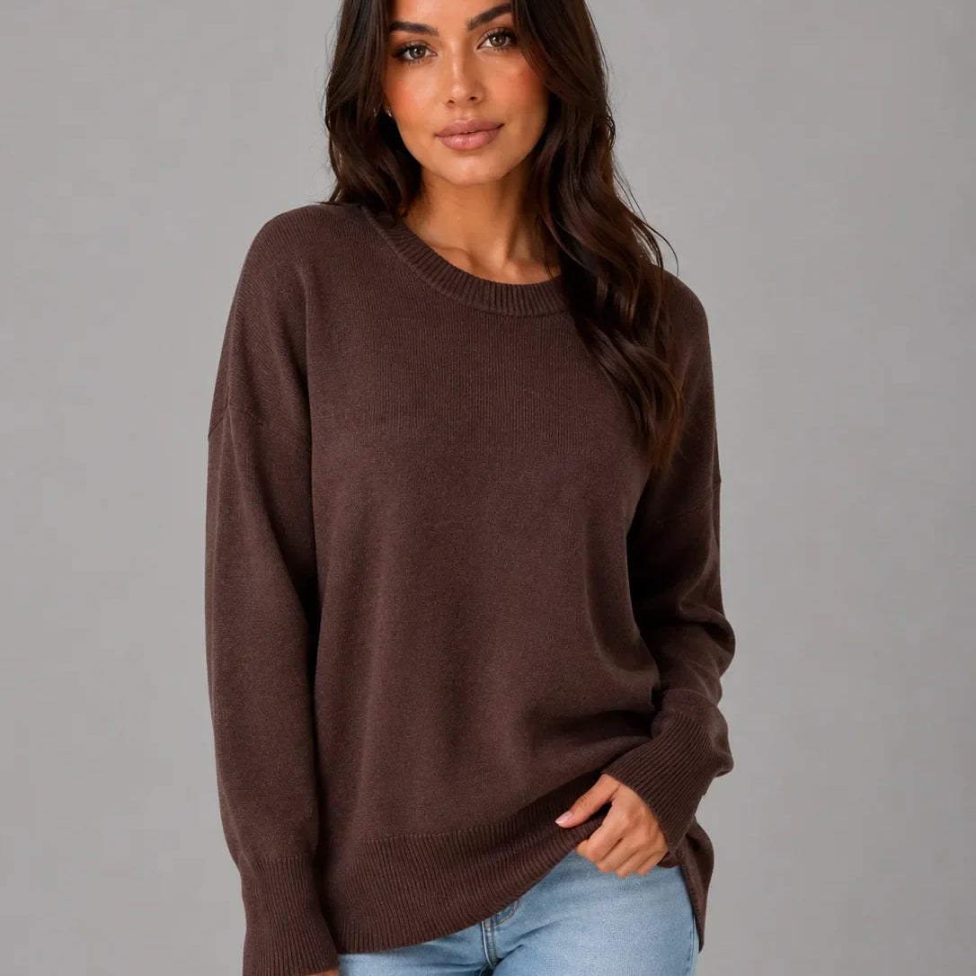 Dames Oversized Trui Met Ronde Hals