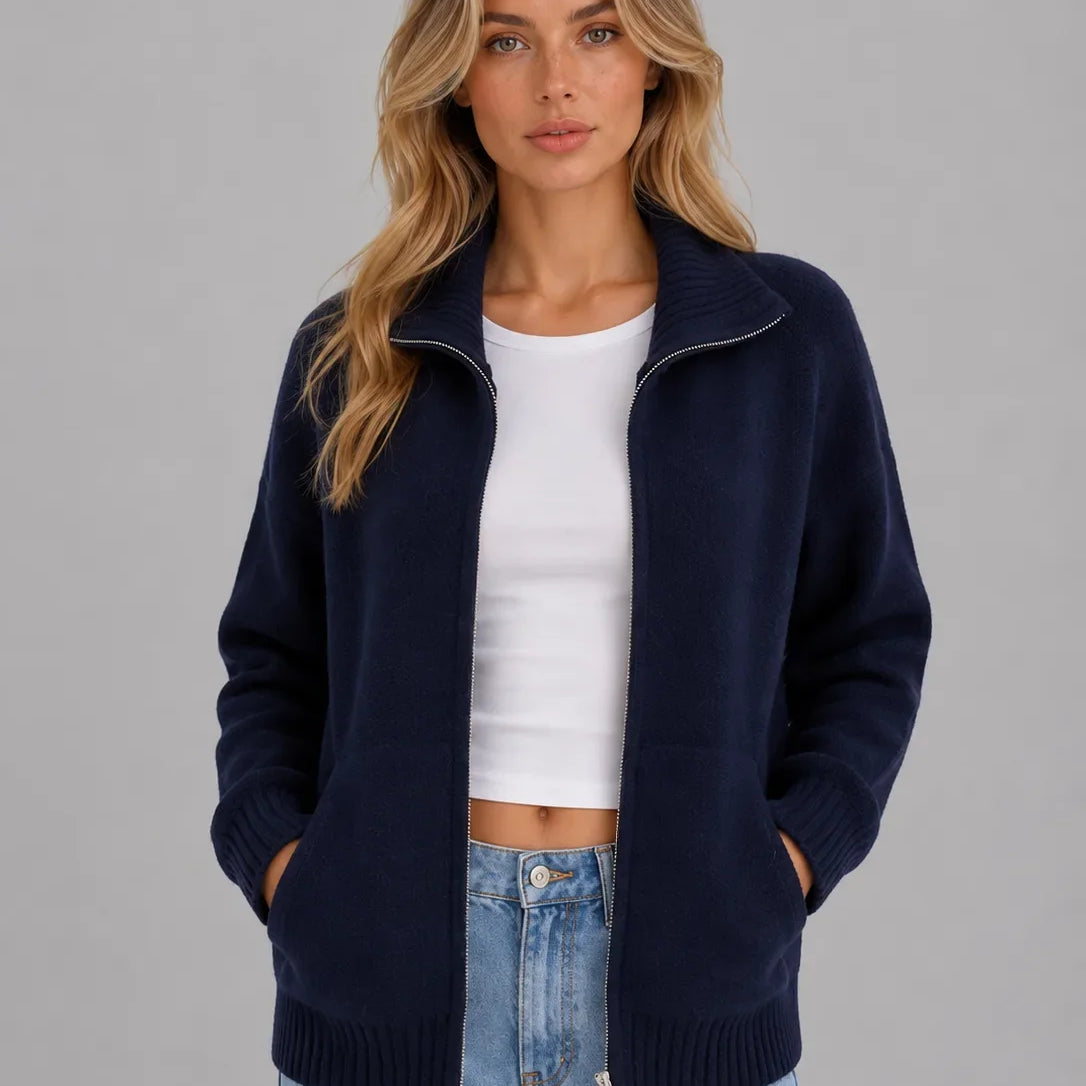 Dames Vest Met Rits En Mock Neck