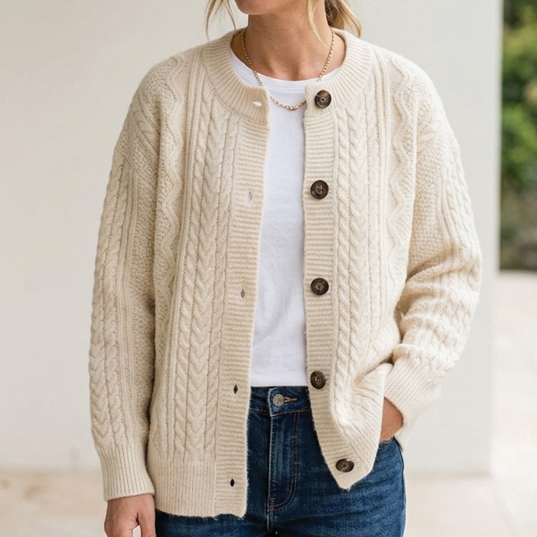 Sophie | Kabelgebreid vest met knopen