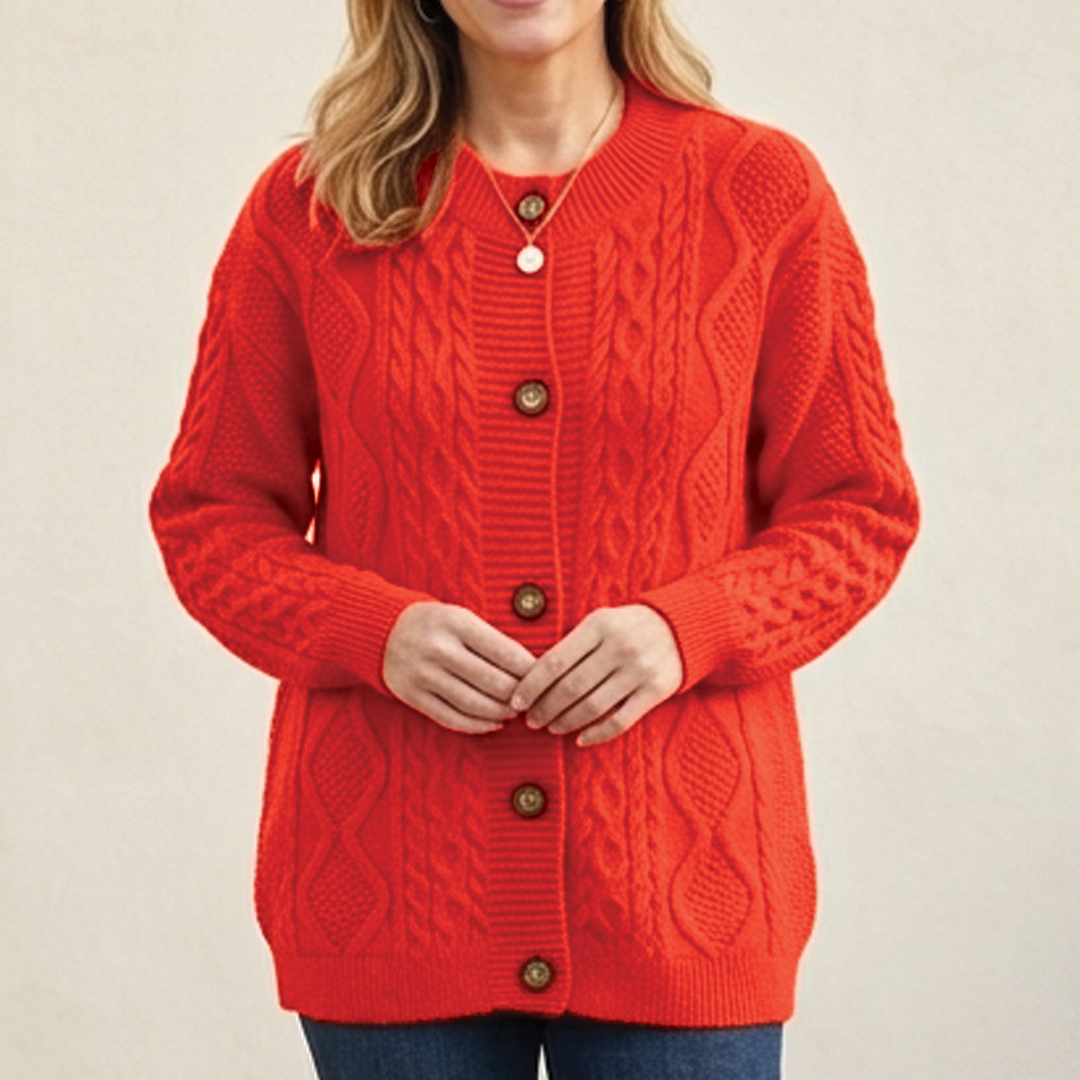 Sophie | Kabelgebreid vest met knopen