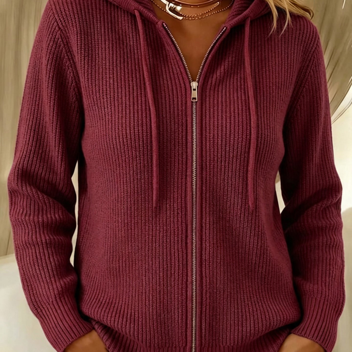 Nora | Dames gebreid vest met capuchon