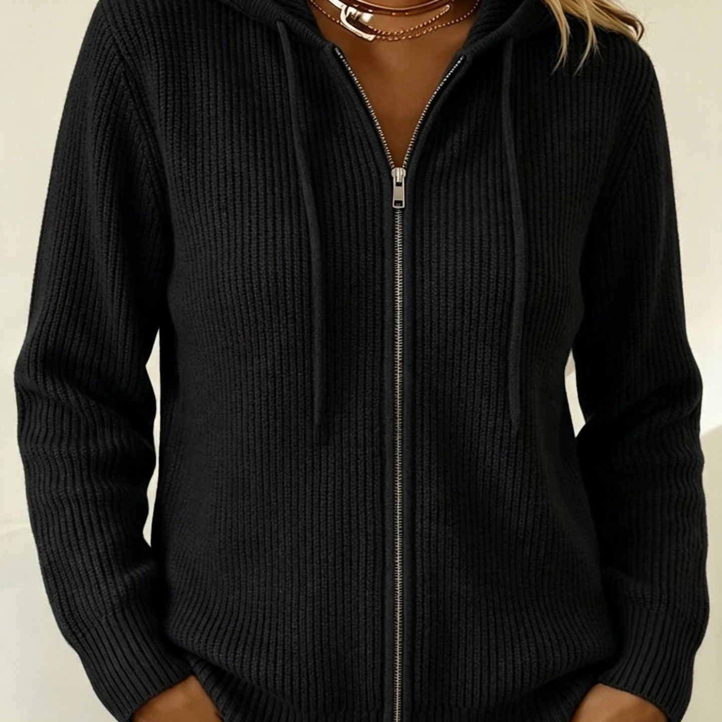 Nora | Dames gebreid vest met capuchon