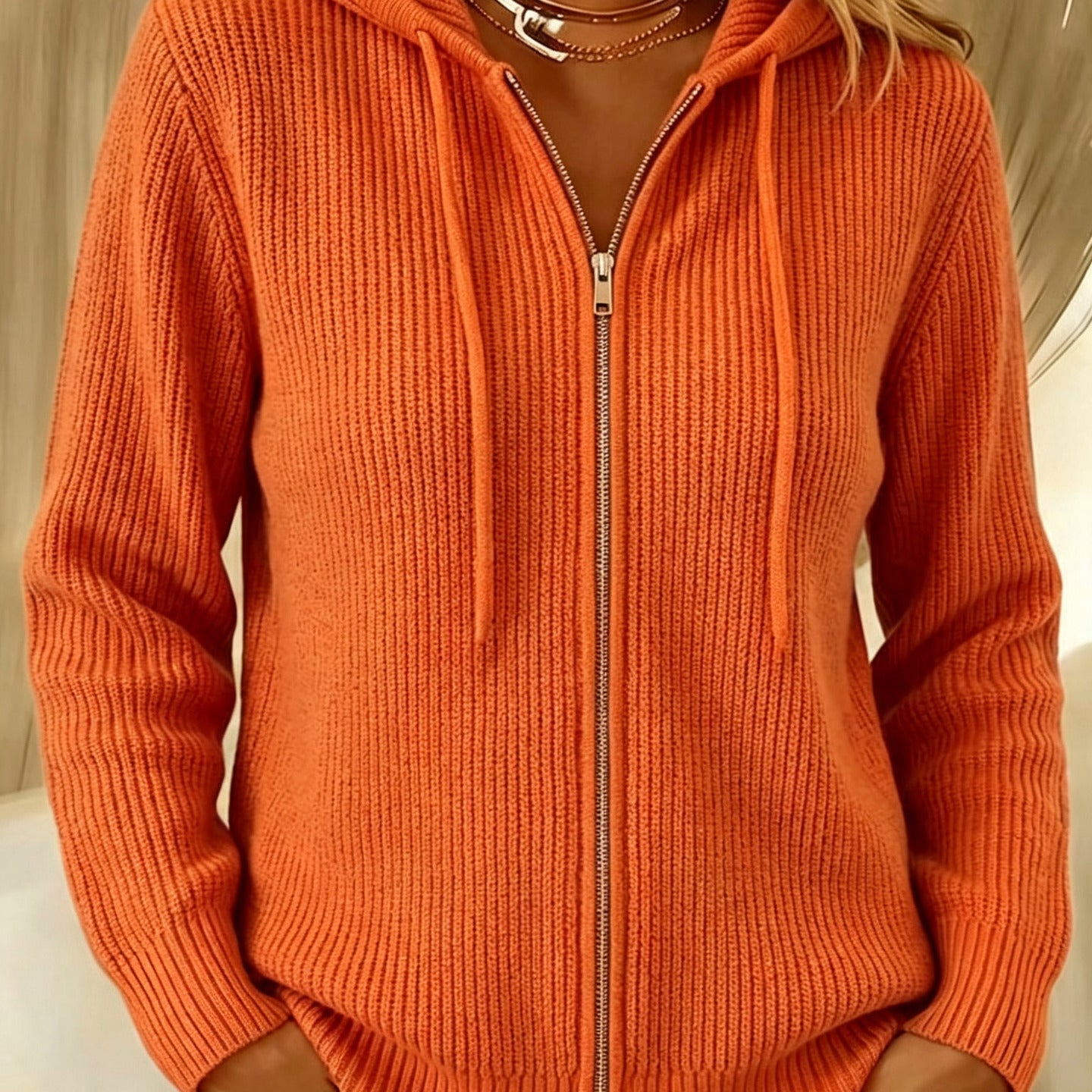 Nora | Dames gebreid vest met capuchon
